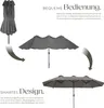 A diagram showing the features and operation of a large outdoor umbrella. Náhled obrázku produktu