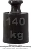 A close-up studio shot of a heavy black metal weight with '140 kg' clearly marked. Anteprima dell’immagine prodotto