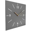 A square, gray wall clock with wooden hands and white hour markers. Anteprima dell’immagine prodotto