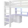 Hochbett mit Schreibtisch, LED-Streifen, Schubladen, Regal, Produktbild-Vorschau 11