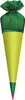 A school cone with a green fabric top and a yellow cone body. Produktbild-Vorschau