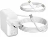 A white power adapter and two white charging cables are arranged on a white background. Podgląd zdjęcia produktu