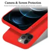 A red phone case is shown from two angles, with the phone screen visible in the top case. Produktbild-Vorschau