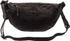 A black leather belt bag is shown against a white background. Produktbild-Vorschau