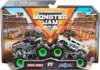 A toy monster truck 2-pack in its retail packaging, featuring the "Monster Jam" logo and graphics of monster trucks in action. Voir les images du produit