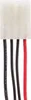 A close-up view of a white connector with four wires extending from it: one black wire with text, two plain black wires, and one red wire. Anteprima dell’immagine prodotto