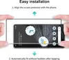 Hands are shown aligning a screen protector onto a smartphone. Produktbild-Vorschau