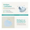 Diagrams and text explaining the dimensions and installation of a compact wall-mounted sink. Anteprima dell’immagine prodotto