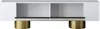 A white TV cabinet with gold legs against a white background. Náhľad obrázku produktu