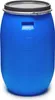 A blue plastic barrel with a lid and clamp closure, shown in a studio setting against a white background. Voir les images du produit