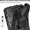 Close-up view of a black protective case for a tablet, showing its textured surface and reinforced corners. Produktbild-Vorschau