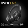A black over-ear headphone is shown against a dark background with text and icons highlighting its features. Anteprima dell’immagine prodotto