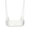A white baby swing seat with white ropes hanging from above, isolated on a white background. Produktbild-Vorschau