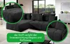 A sectional sofa in a modern living room, with close-up insets showing fabric texture. Produktbild-Vorschau