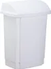 A white plastic trash can with a swing lid. Produktbild-Vorschau