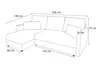 A line drawing of a sectional sofa with dimensions indicated by lines and text. Produktbild-Vorschau