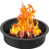 A fire pit ring with a fire burning inside, set against a white background. Produktbild-Vorschau