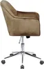A side view of a brown velvet office chair with a silver base and wheels. Produktbild-Vorschau