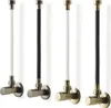 Four plumbing valves with flexible hoses are displayed against a white background. Produktbild-Vorschau