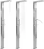 Three images of a stainless steel outdoor shower, showing different water flow options. Náhled obrázku produktu