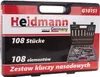 A black toolbox containing a set of tools, with branding and product information printed on the lid. Podgląd zdjęcia produktu