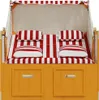 Möbel Strandkorb mit Kissen Poly Rattan und Massivholz Rot Produktbild-Vorschau 7