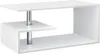A white modern coffee table with a silver metal support pole. Voir les images du produit