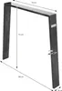 A black metal table leg with dimensions indicated by text and arrows. Náhled obrázku produktu