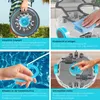 Collage of four images showing features of a pool robot. Produktbild-Vorschau