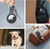 Collage of images showing an Apple AirTag on a keychain, attached to a backpack, on a dog's collar, and in a duffel bag. Produktbild-Vorschau