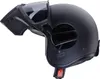 A black matte Caberg Ghost X Jethelm motorcycle helmet is shown from a side angle with the visor up. Voir les images du produit