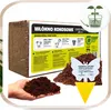 A collage showing a brick of coco peat, a hand holding coco peat, a pile of coco peat, and a butterfly-shaped sticky trap for pests. Produktbild-Vorschau