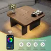 Moderner Couchtisch mit LED, 2‑in‑1‑Design Sofatisch, frei Produktbild-Vorschau 3