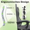 Diagram illustrating the ergonomic design of a gaming chair, highlighting support points for the neck, shoulders, and lower back, with accompanying icons showing posture. Voir les images du produit