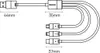 A technical drawing of a Baseus 3-in-1 USB cable with dimensions indicated. Produktbild-Vorschau