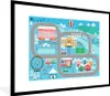 MuchoWow® Gerahmtes Poster Schnee - Schule - Dorf - Blau Produktbild-Vorschau 1