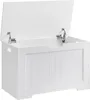 Bílá úložná lavice se sedákem a víkem, 76 × 48 × 40 cm Náhled obrázku produktu 1