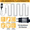 Diagram and icons illustrating features of an LED light string. Náhled obrázku produktu