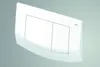 A white toilet flush plate with two buttons, branded TECE, against a plain gray background. Produktbild-Vorschau