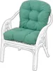 A white rattan chair with a green cushion. Anteprima dell’immagine prodotto
