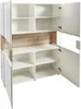 Highboard Kommode Anrichte weiß - weiß Hochglanz / eiche Produktbild-Vorschau 2