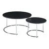 Two nesting coffee tables with black circular tops and chrome metal frames. Produktbild-Vorschau