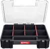 An open black organizer box with a clear lid, showing multiple compartments. Náhled obrázku produktu