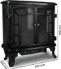A black electric fireplace with decorative mesh doors and ornate legs, shown from the front. Anteprima dell’immagine prodotto