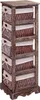 A tall, narrow wooden cabinet with five woven baskets, each lined with fabric. Produktbild-Vorschau