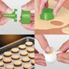 A collage showing the assembly and use of cookie cutters, baking cookies, and a close-up of a cookie. Náhled obrázku produktu