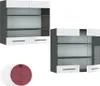 Two modern glass cabinets are displayed against a white background, with two circular color swatches below. Anteprima dell’immagine prodotto