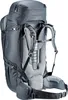 A close-up back view of a black Deuter Voyager 60+10 SL backpack. Produktbild-Vorschau