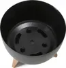 A black planter pot with a wooden base and an internal plastic insert. Náhled obrázku produktu