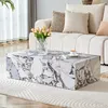 Weißer rechteckiger Couchtisch mit Marmorimitat, 90x50x30 Produktbild-Vorschau 1